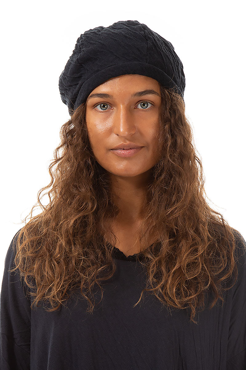 Grey Wavy Cotton Beret 4
