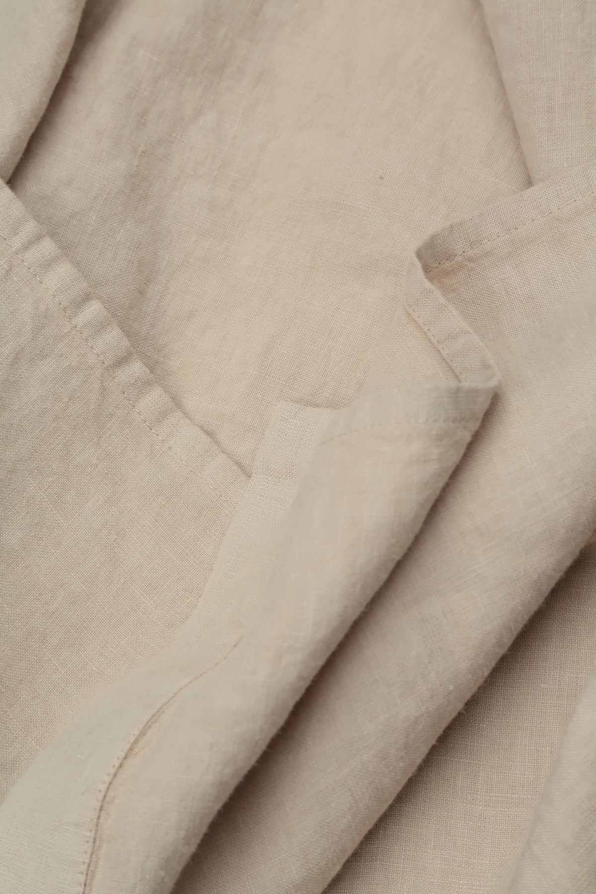 Hooded Gathered Sleeves Beige Linen Jacket