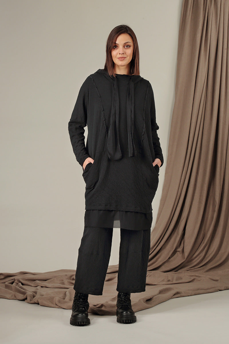 Hooded Grey Wavy Cotton Tunic 6