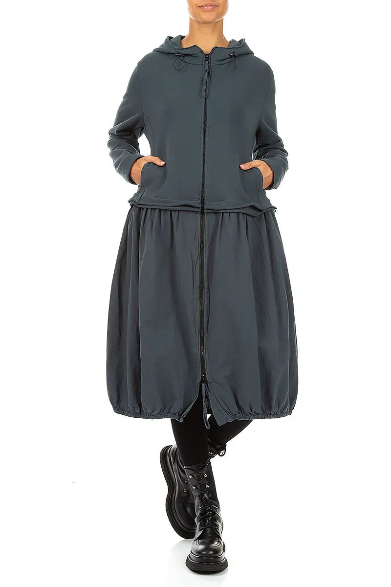 Hooded Slate Cotton Jacket Dress