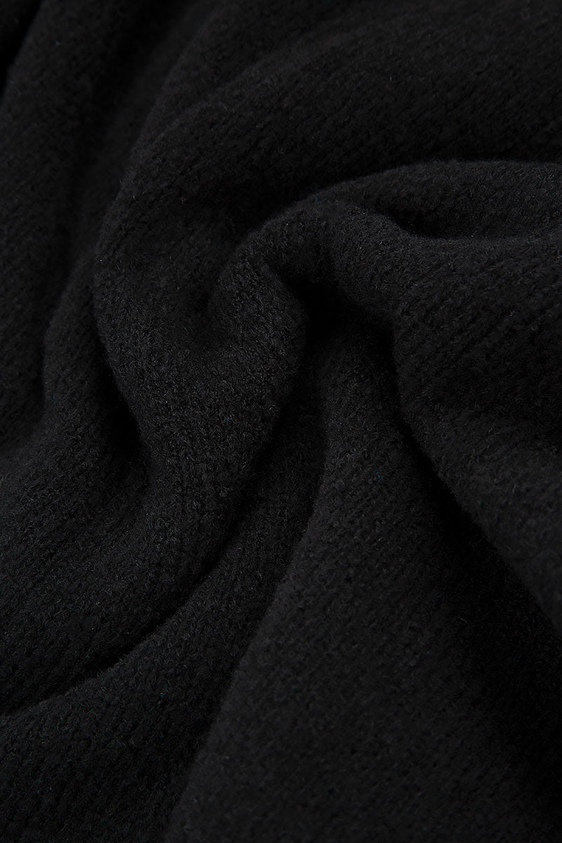 Cardigan à capuche bicolore noir en Laine