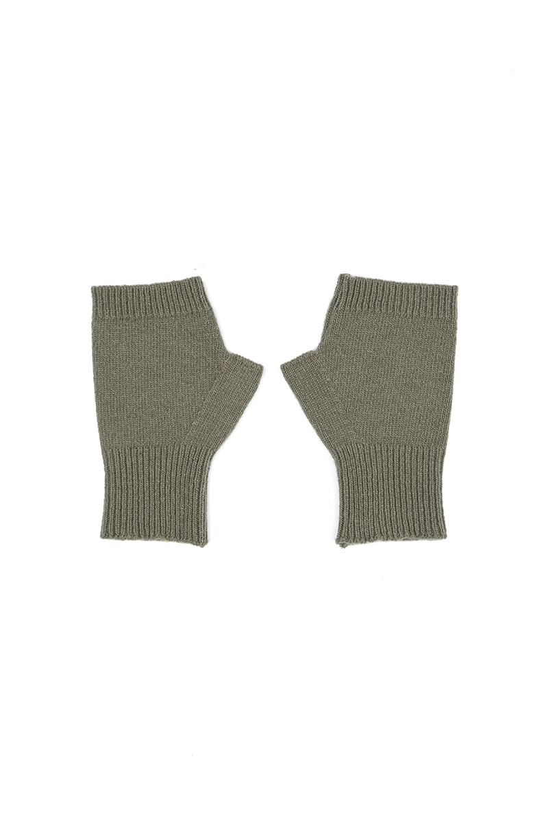 Manchettes en laine douce kaki