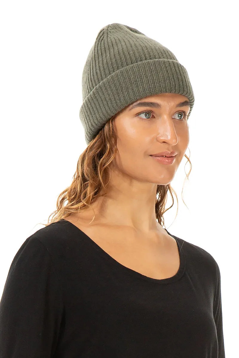 Khaki Soft Wool Beanie Hat