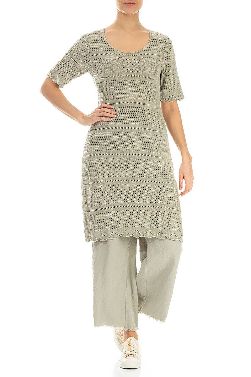 Knitted Laurel Green Linen Tunic Dress 4