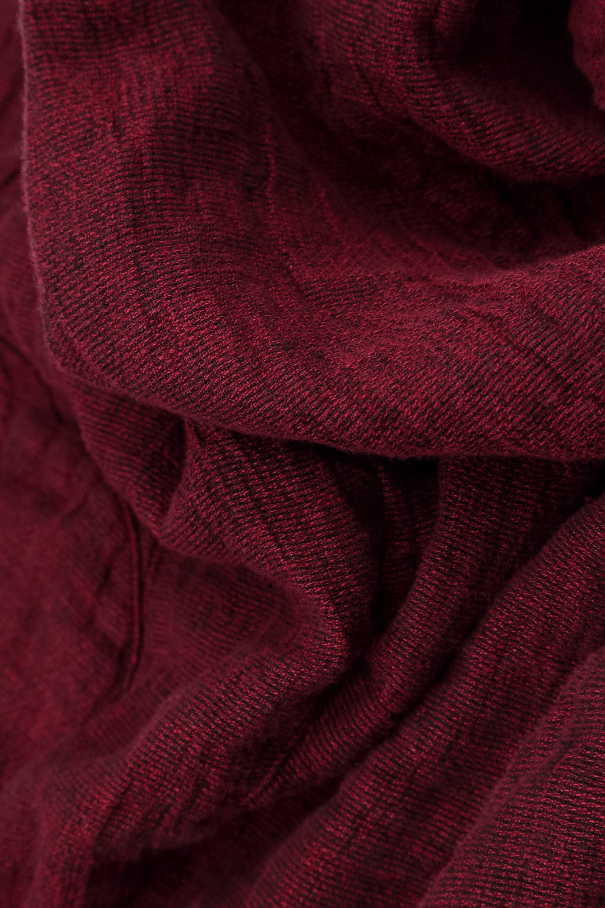 Ausgestelltes Midi-Kleid aus Leinenmischgewebe in Rubinrot-Mélange