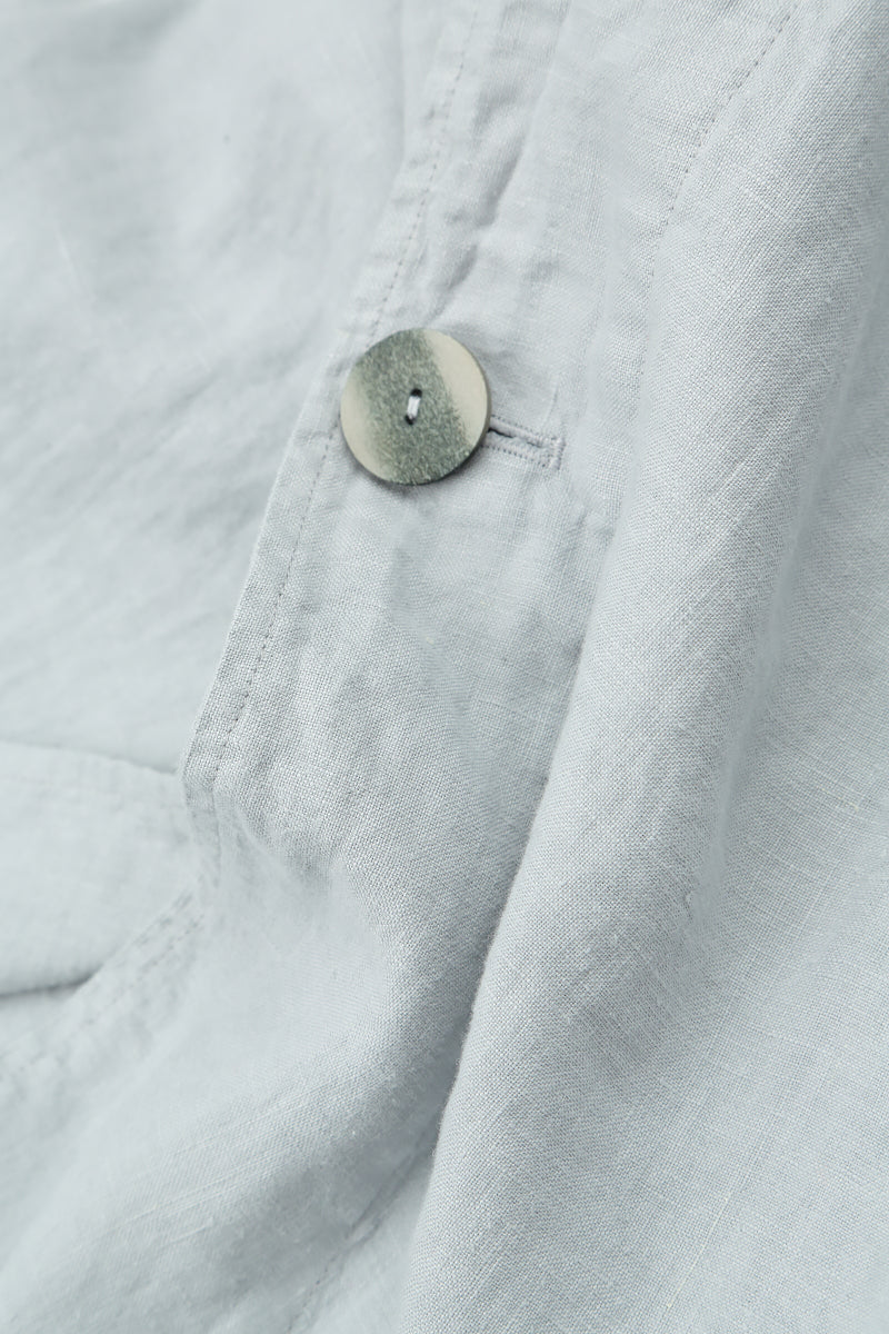 Single Button Silver Grey Linen Blazer Jacket