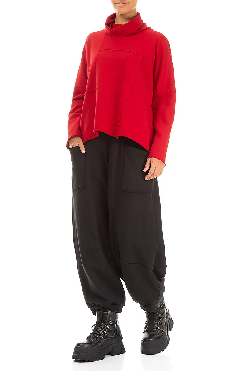 Large Pockets Black Cotton Trousers 4