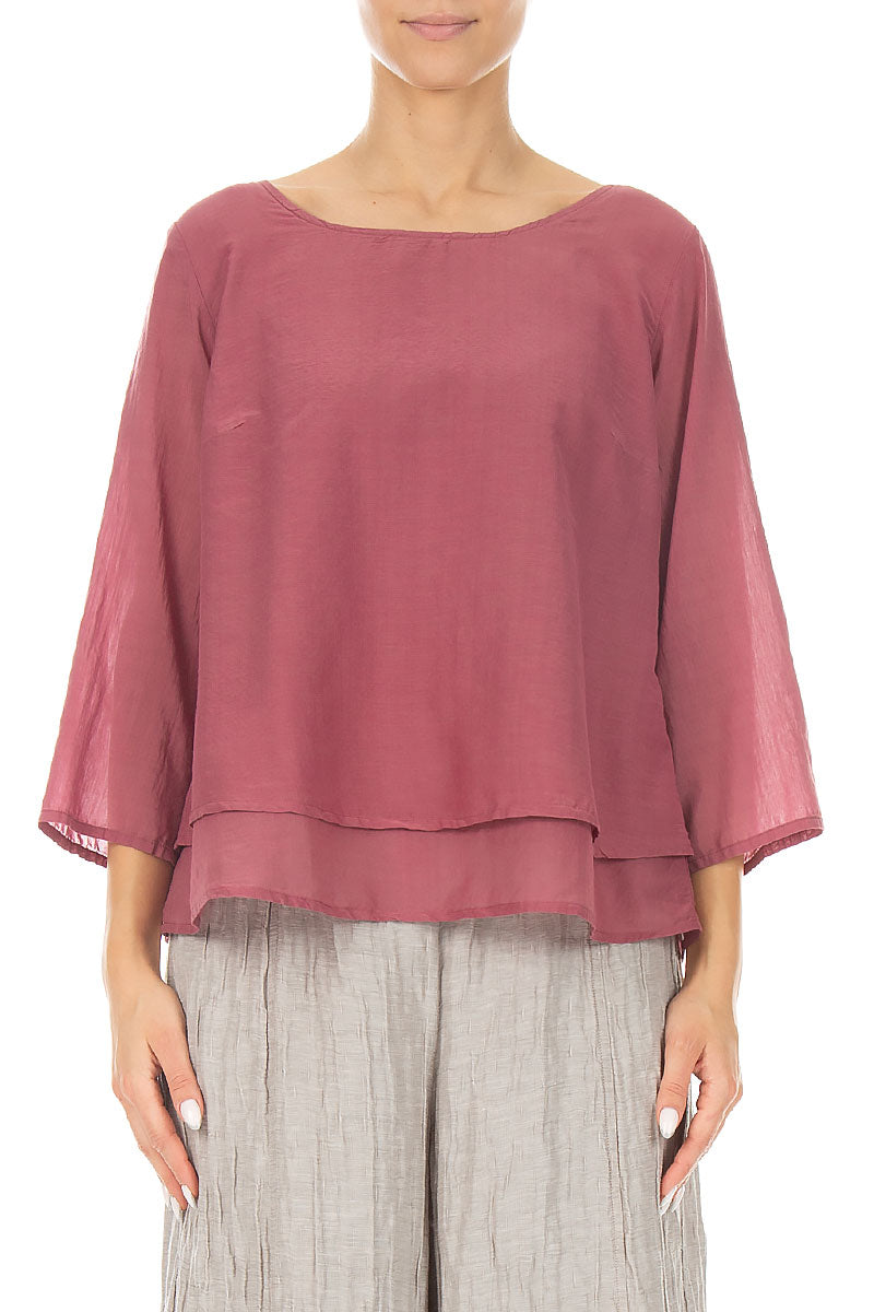Layered Antique Ruby Silk Cotton Blouse 1