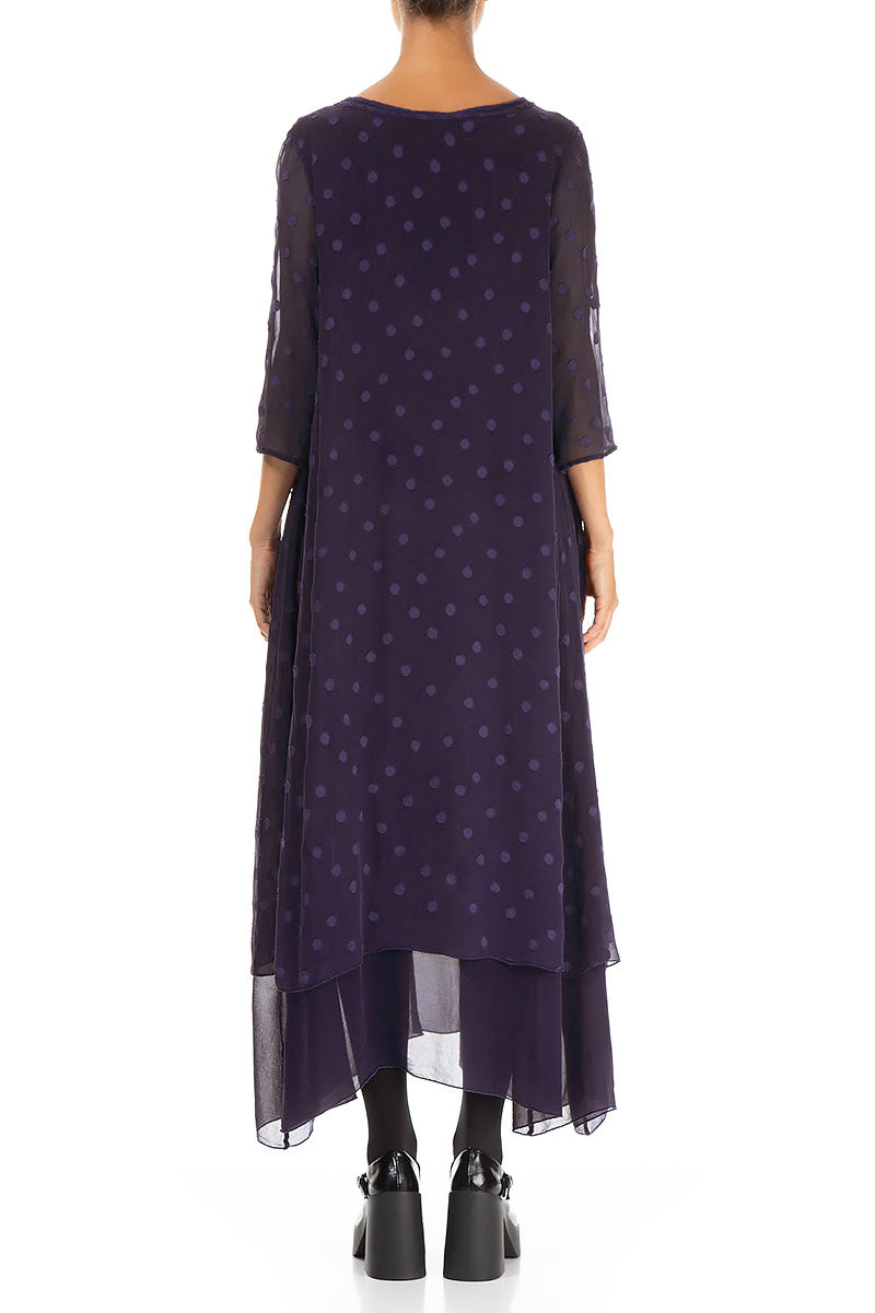 Layered Dotty Royal Purple Silk Dress 2