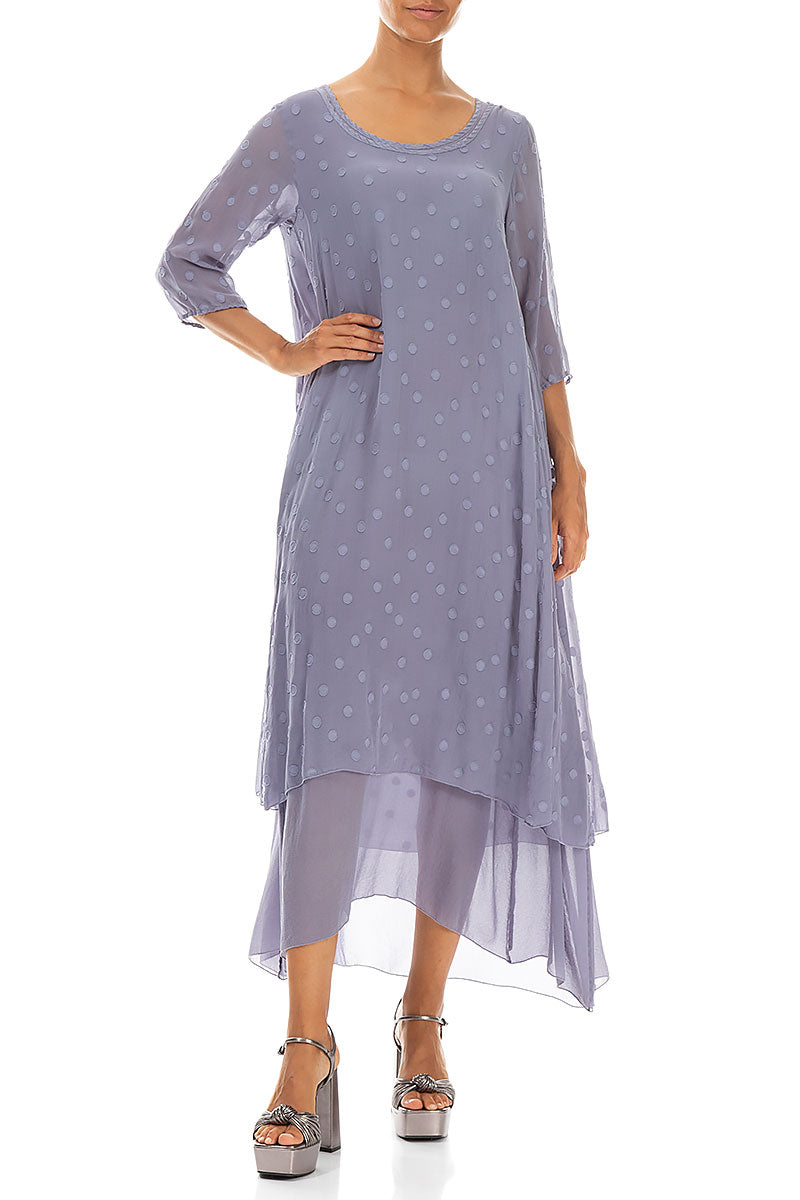 Layered Dotty Violet Tulip Silk Dress 3