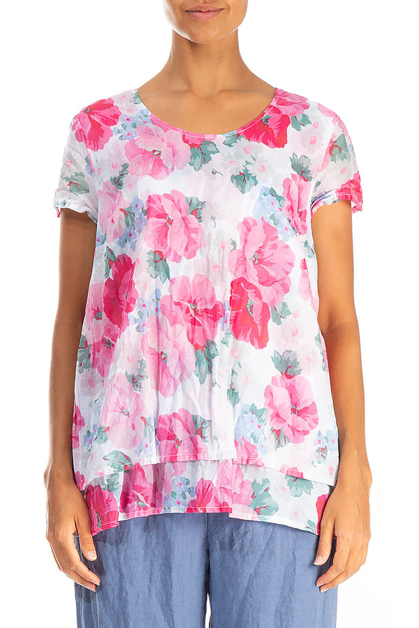 Layered Peony Blossom Cotton Blouse 1