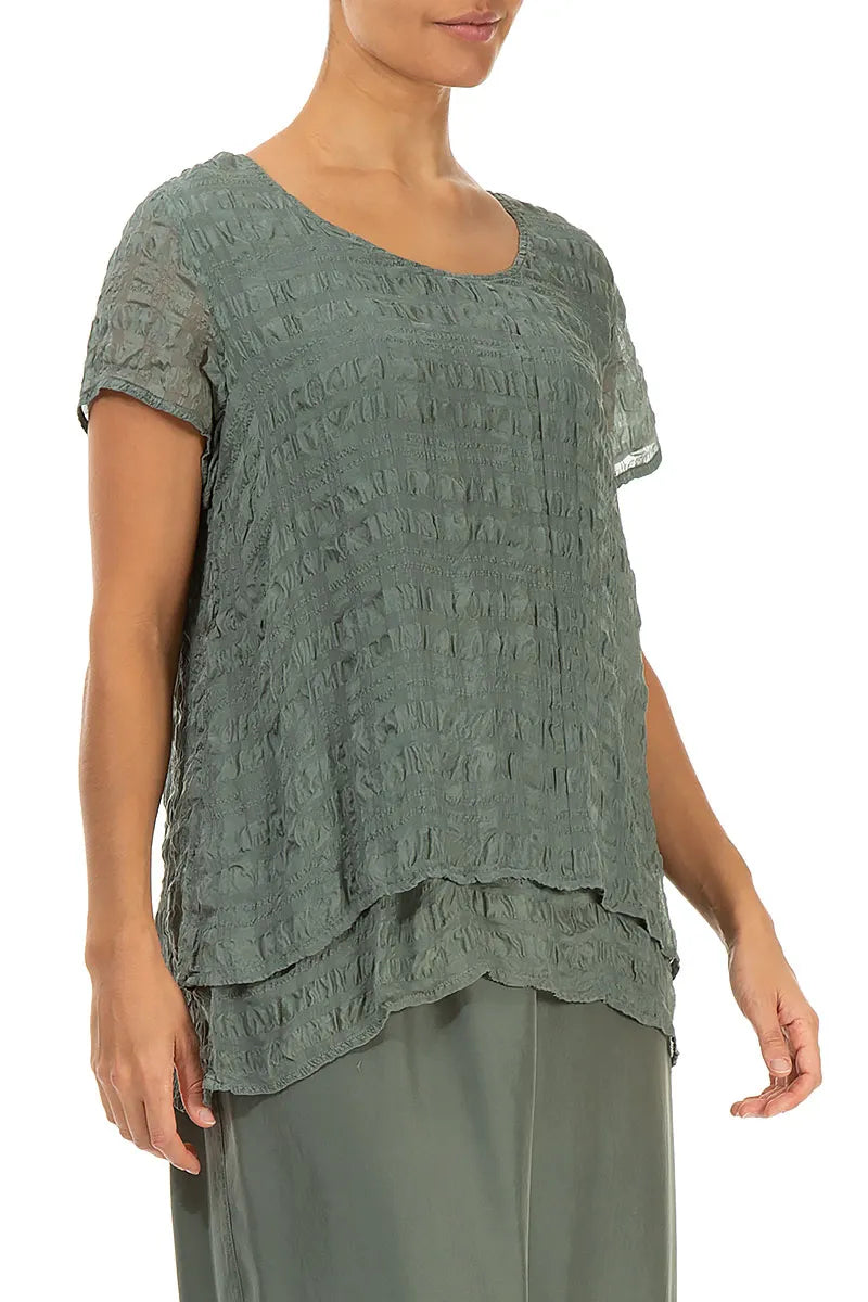 Layered Sage Light Silk Blouse 3