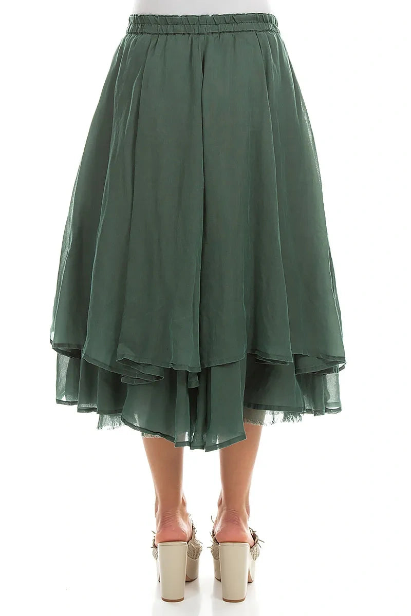 Layered Sage Silk Cotton Skirt 2