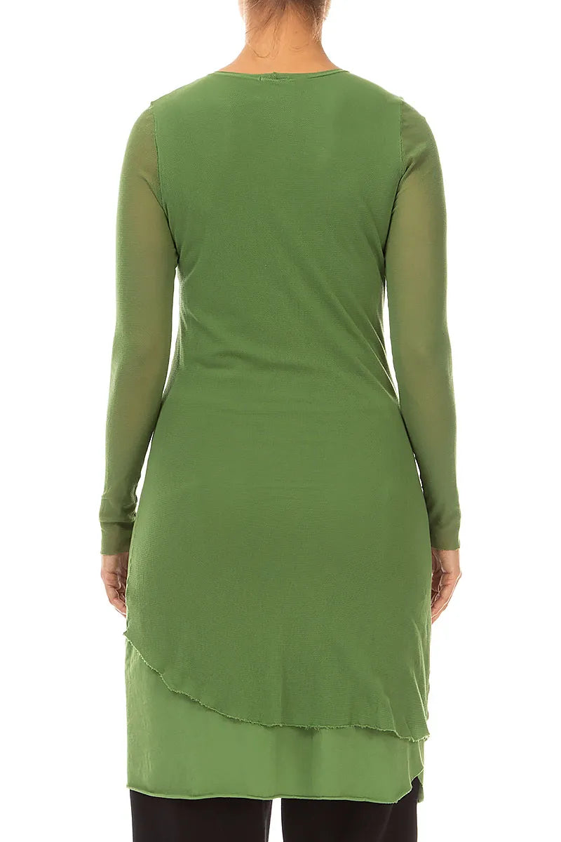 Layered Shamrock Green Mesh Cotton Tunic 2