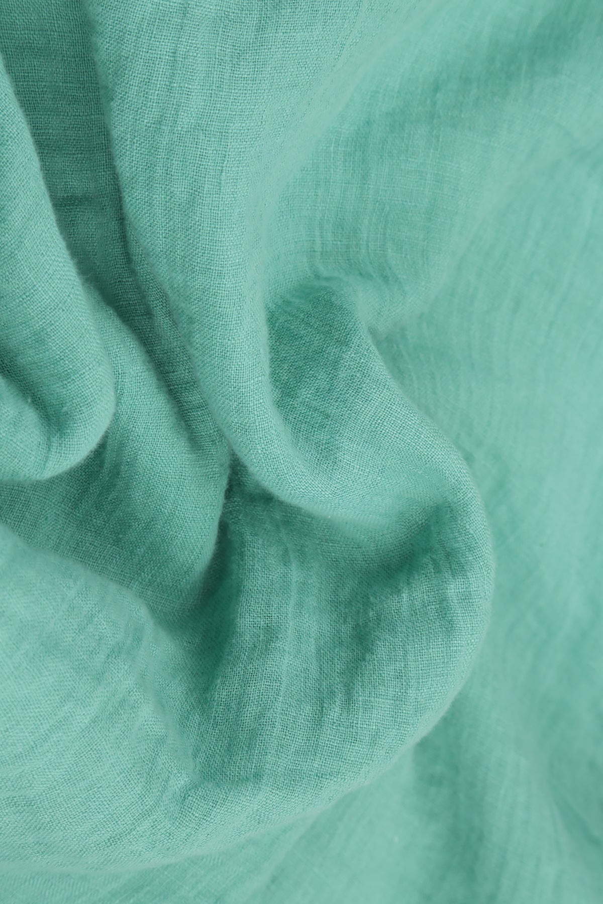 Layered Short Sleeves Mint Gauze Linen Blouse 5