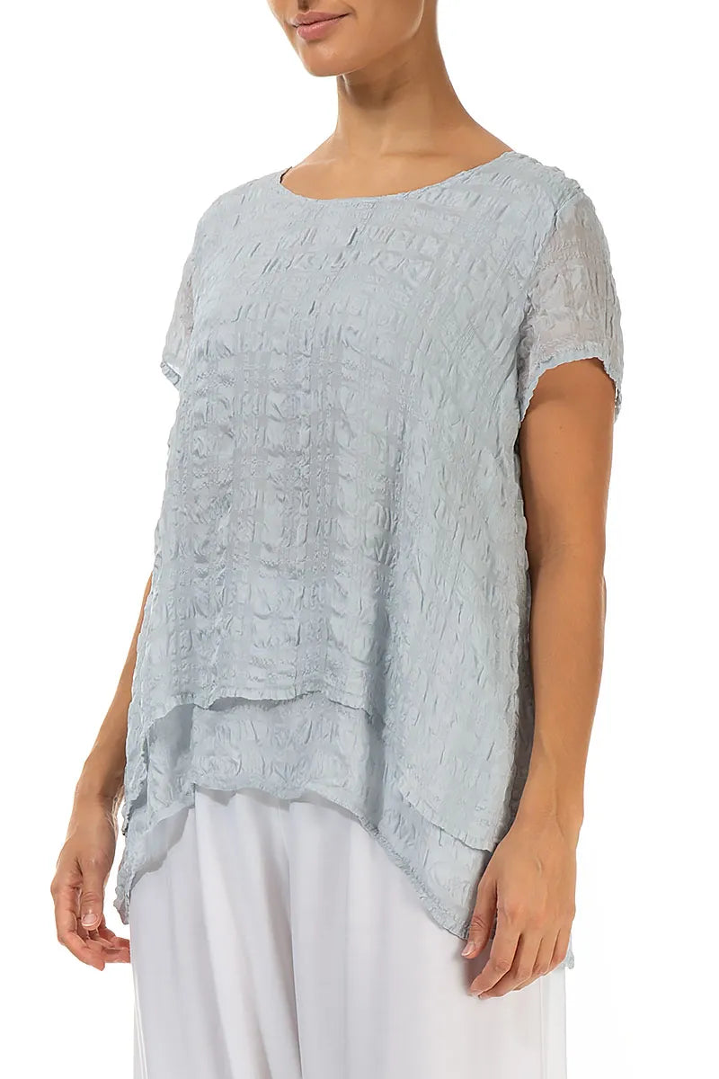 Layered Silver Grey Light Silk Blouse 3