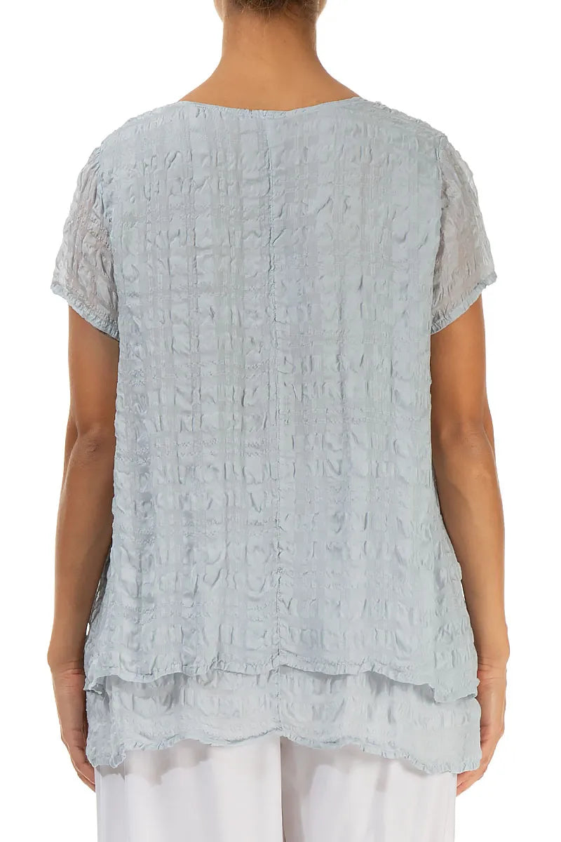 Layered Silver Grey Light Silk Blouse 2