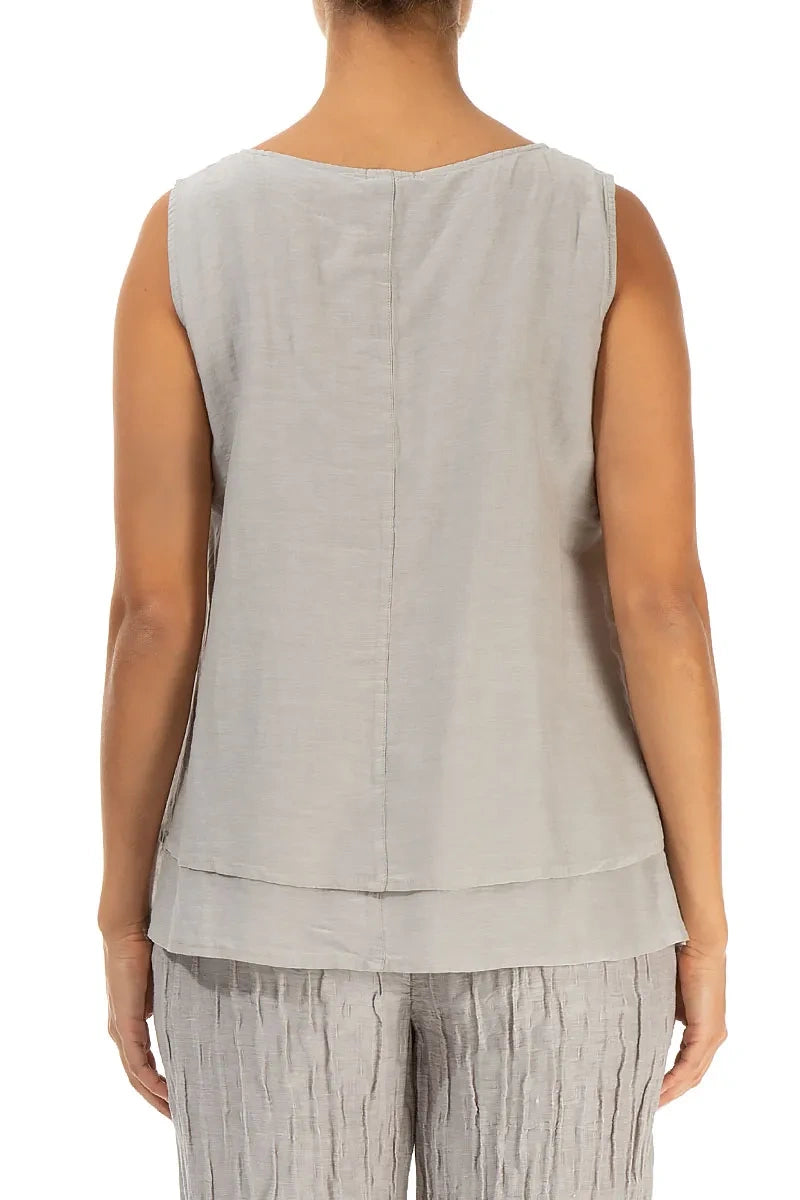 Layered Sleeveless Beige Silk Cotton Top 2