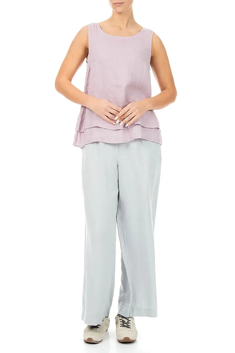 Layered Sleeveless Lilac Gauze Linen Top 4
