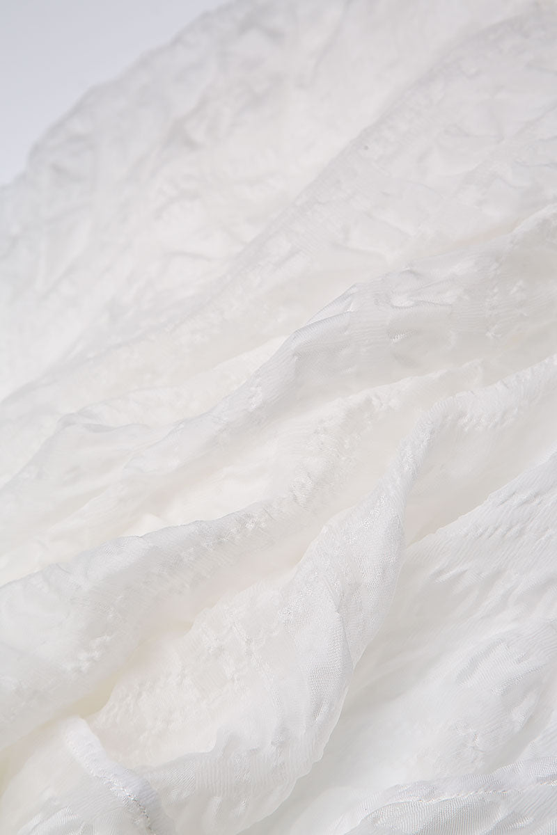 Layered White Textured Light Silk Dress 7