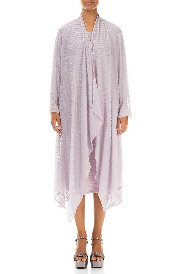 Lilac Dotty Silk Waterfall Jacket 1