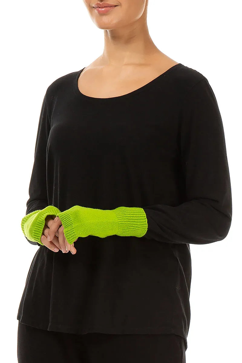 Lime Green Soft Wool Arm Warmers 3