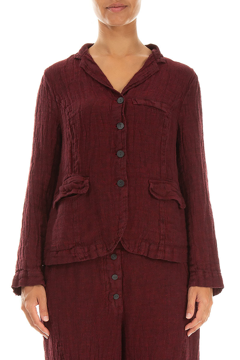 Lined Ruby Mélange Linen Jacket 1