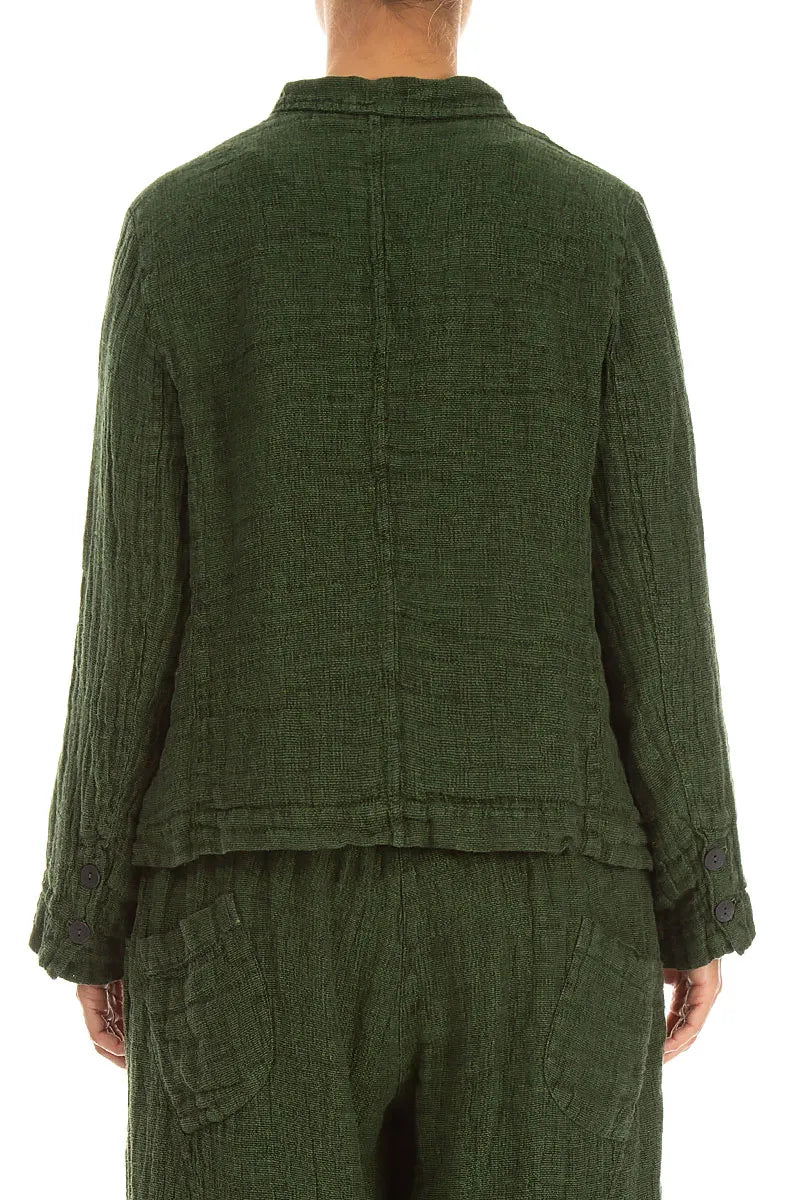 Lined Shamrock Green Mélange Linen Jacket 2