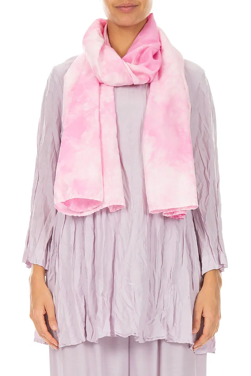 Liquid Powder Pink Pure Silk Scarf 1