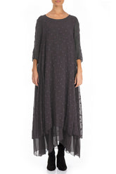 Vintage Violet Dotty Silk Maxi Dress 1