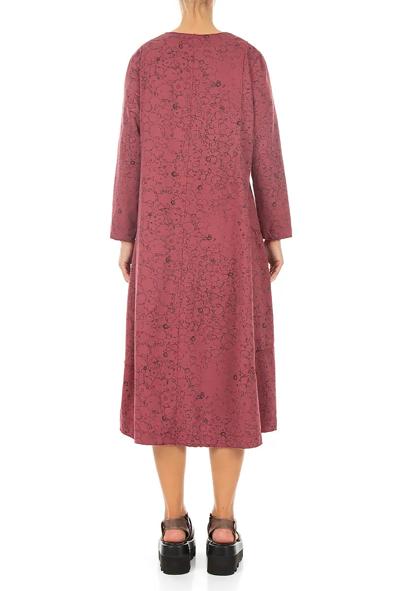 Robe longue en coton à croquis abstrait rubis antique