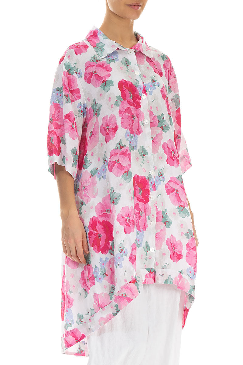 Long Peony Blossom Linen Shirt 3