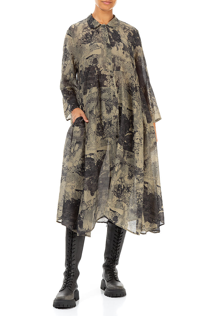 Long Silver Sage Marble Silk Cotton Jacket 4