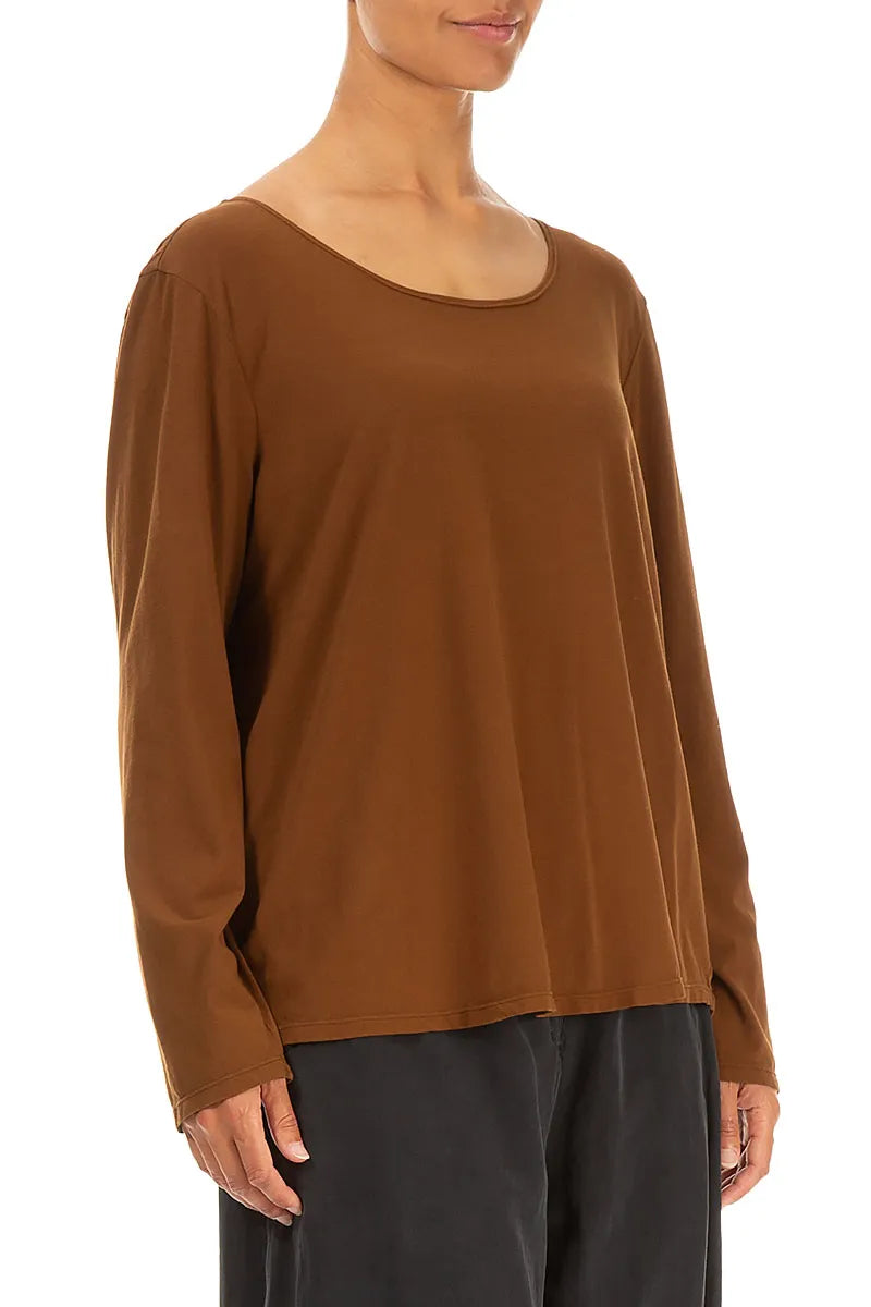 Long Sleeves Aged Copper Cotton Jersey Top 3