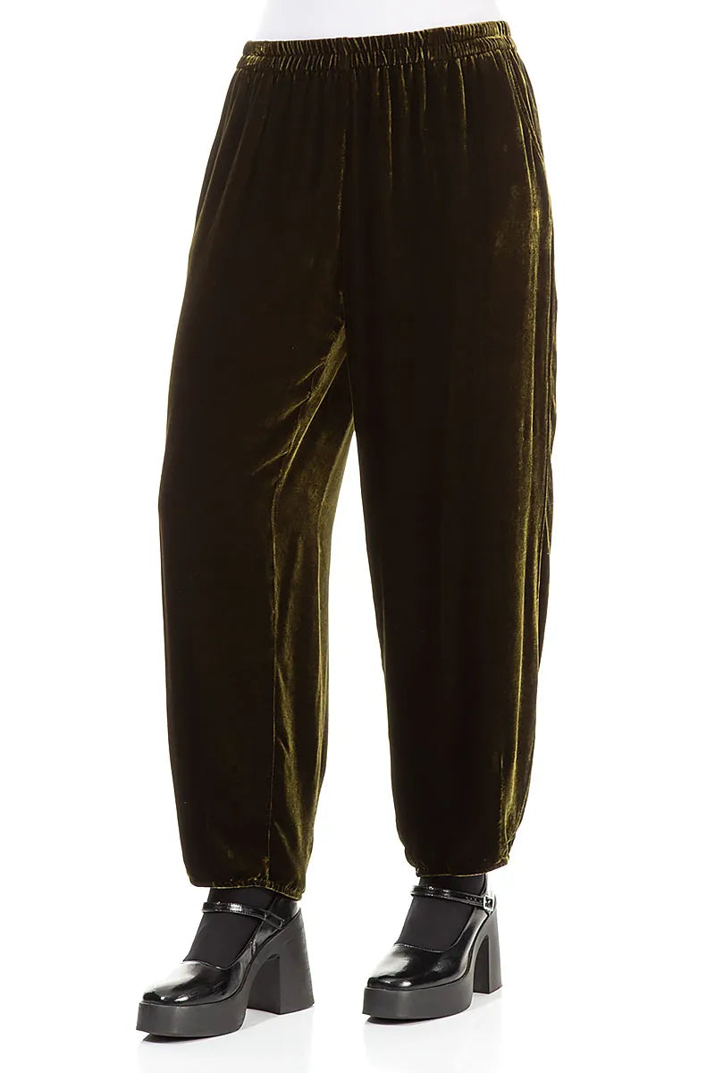 Long Taper Forest Mist Silk Velvet Trousers 3