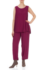 Tapered Claret Viscose Trousers 4