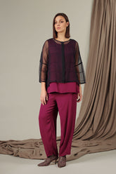 Tapered Claret Viscose Trousers 6