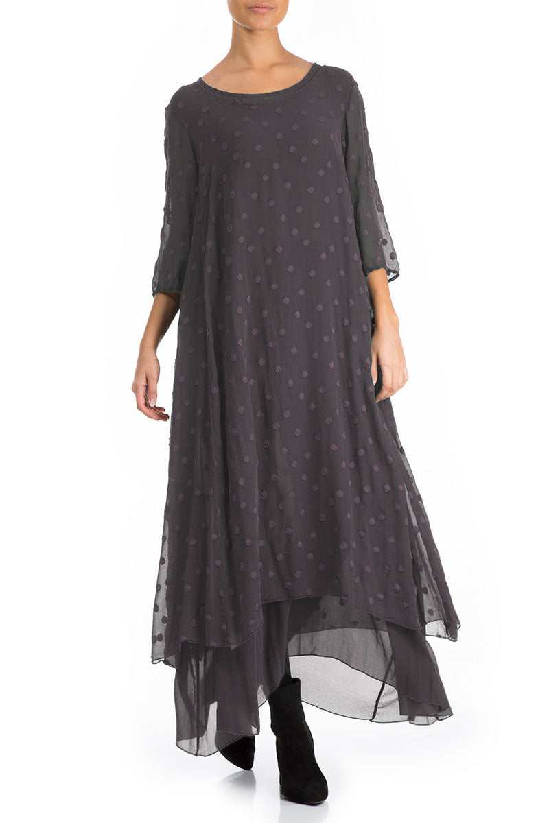 Vintage Violet Dotty Silk Maxi Dress 4