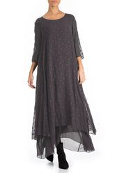 Vintage Violet Dotty Silk Maxi Dress 4