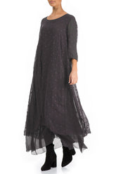 Vintage Violet Dotty Silk Maxi Dress 3