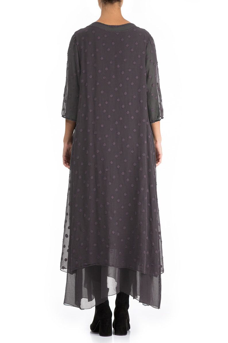 Vintage Violet Dotty Silk Maxi Dress 2