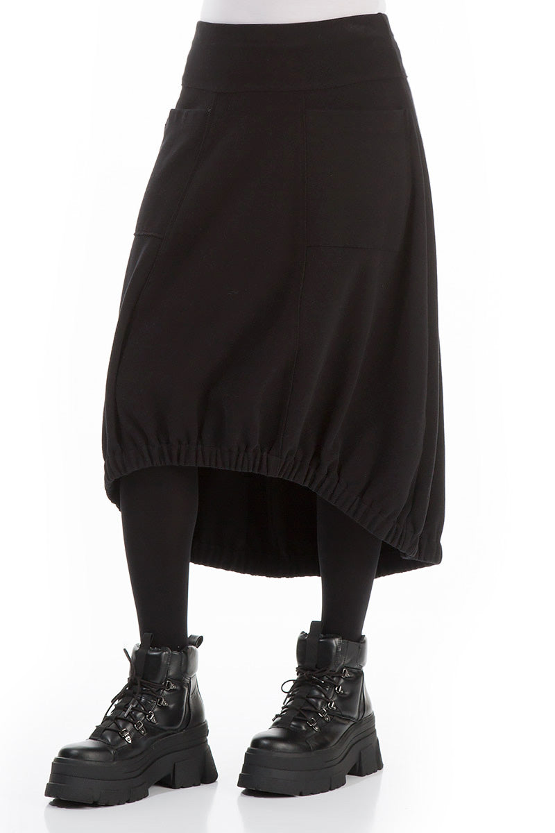 Longer Back Black Cotton Jersey Skirt 3