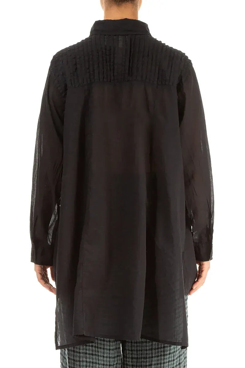 Longer Back Black Cotton Shirt 2