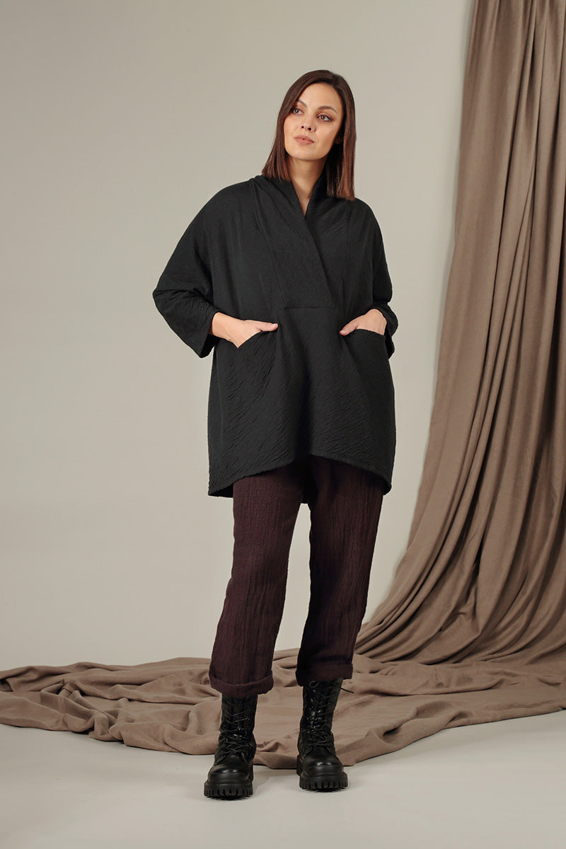 Longer Back Black Wavy Cotton Tunic 6