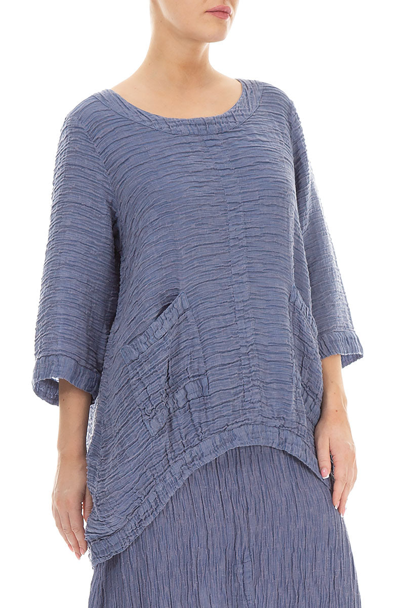 Longer Back Crinkled Blue Nova Tunic 3