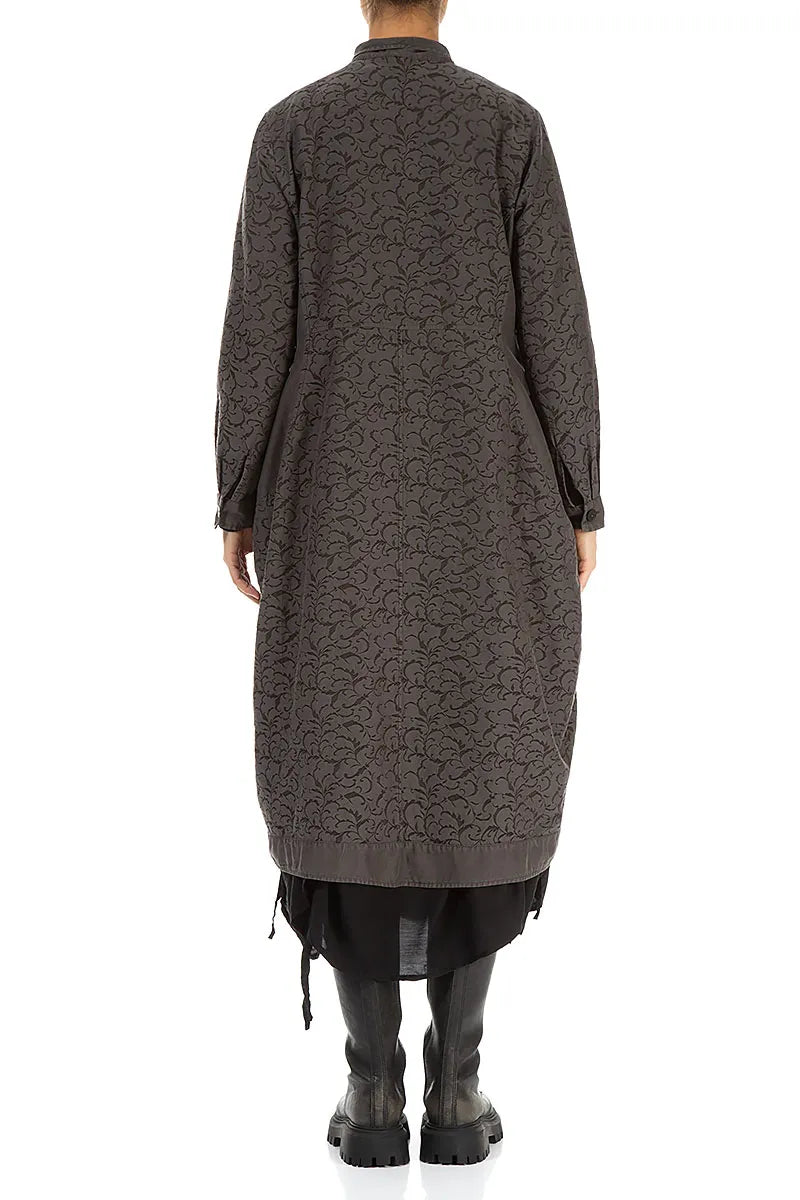 Longer Back Ornamented Forest Brown Silk Cotton Jacket 3