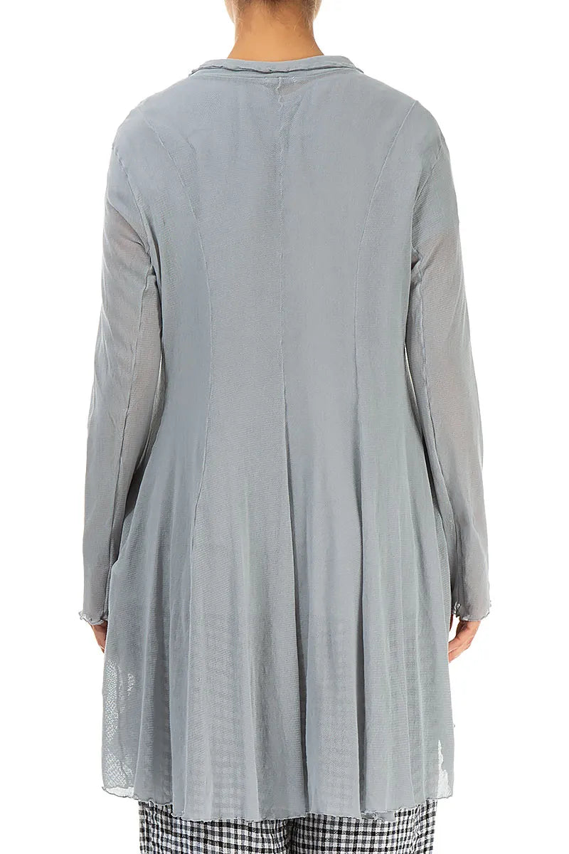 Longer Back Silver Grey Mesh Soft Cotton Jacket 2