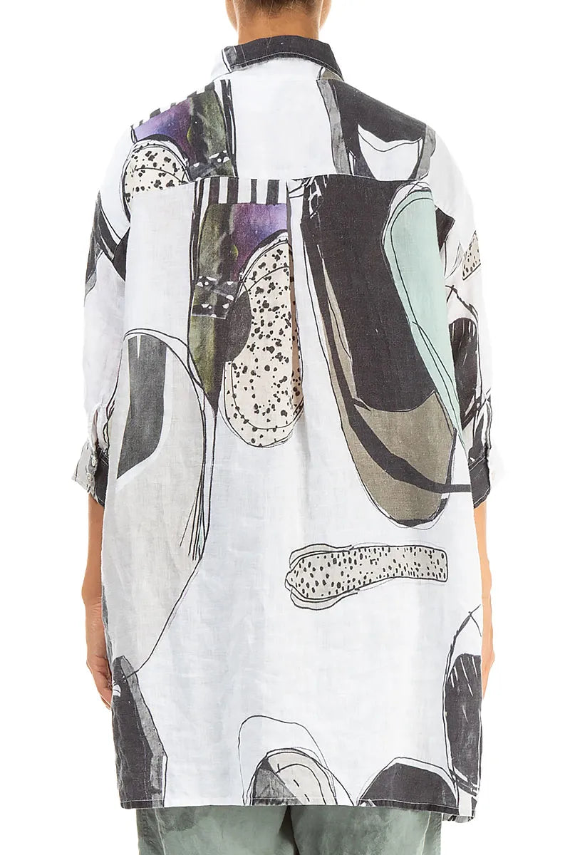 Longer Back Tumbled Stone Linen Shirt 3