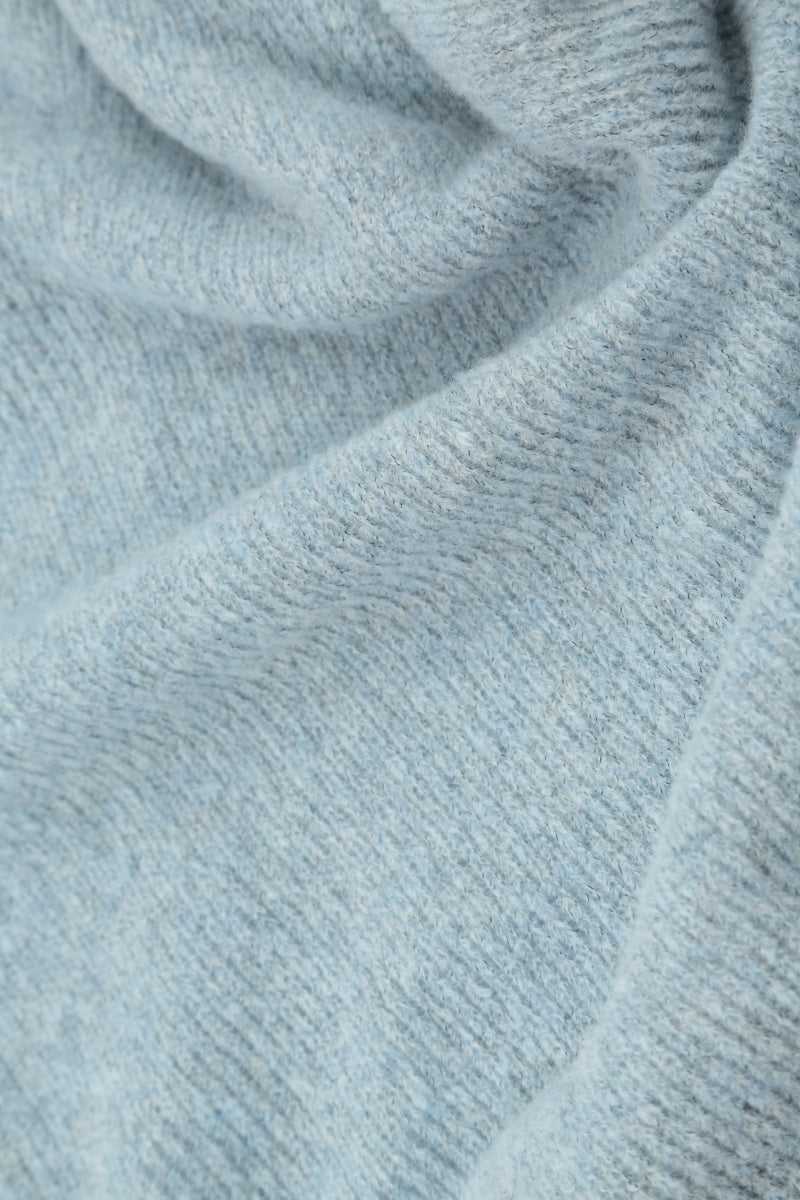 Longer Back Turtleneck Silver Blue Wool Sweater 5