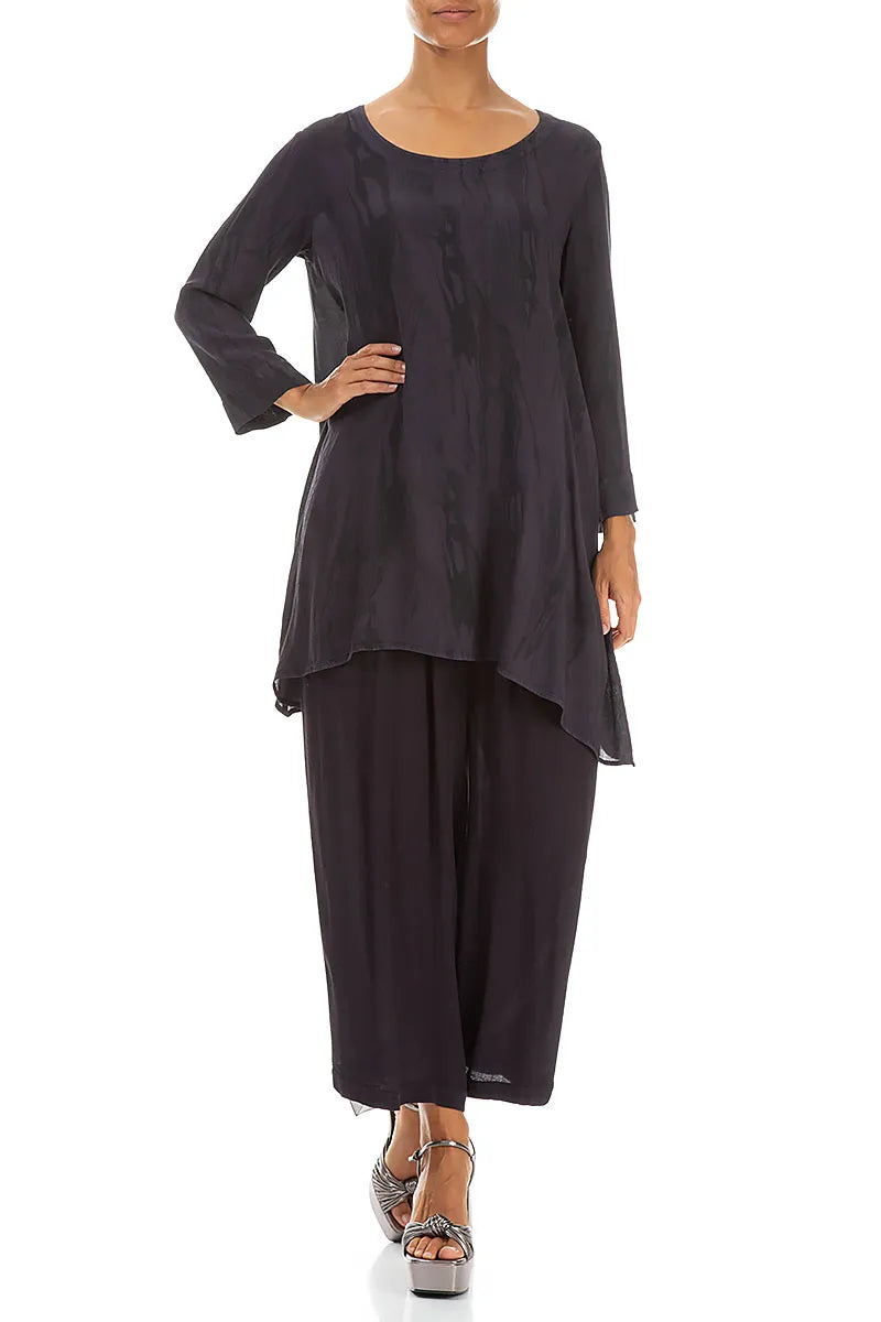 Longer Edge Graphite Printed Viscose Tunic 4